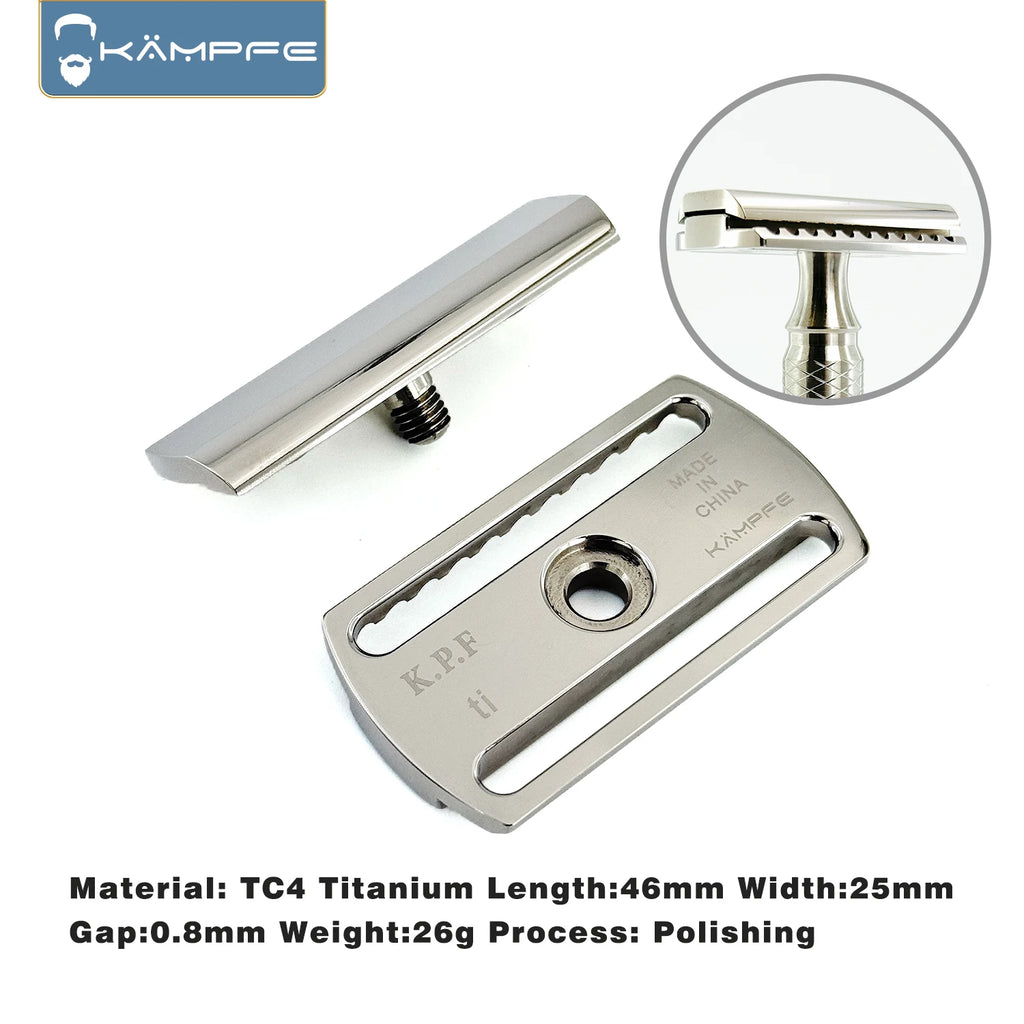 KAMPFE Men's Safety Razor Shaver Head TC4 Titanium CNC Precision Milled, 1pc
