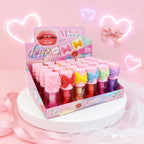 24Pcs Cute Lip Tint Lip Gloss Girls Kawaii Moisturizing Longlasting Lips Gloss Makeup Party Gifts