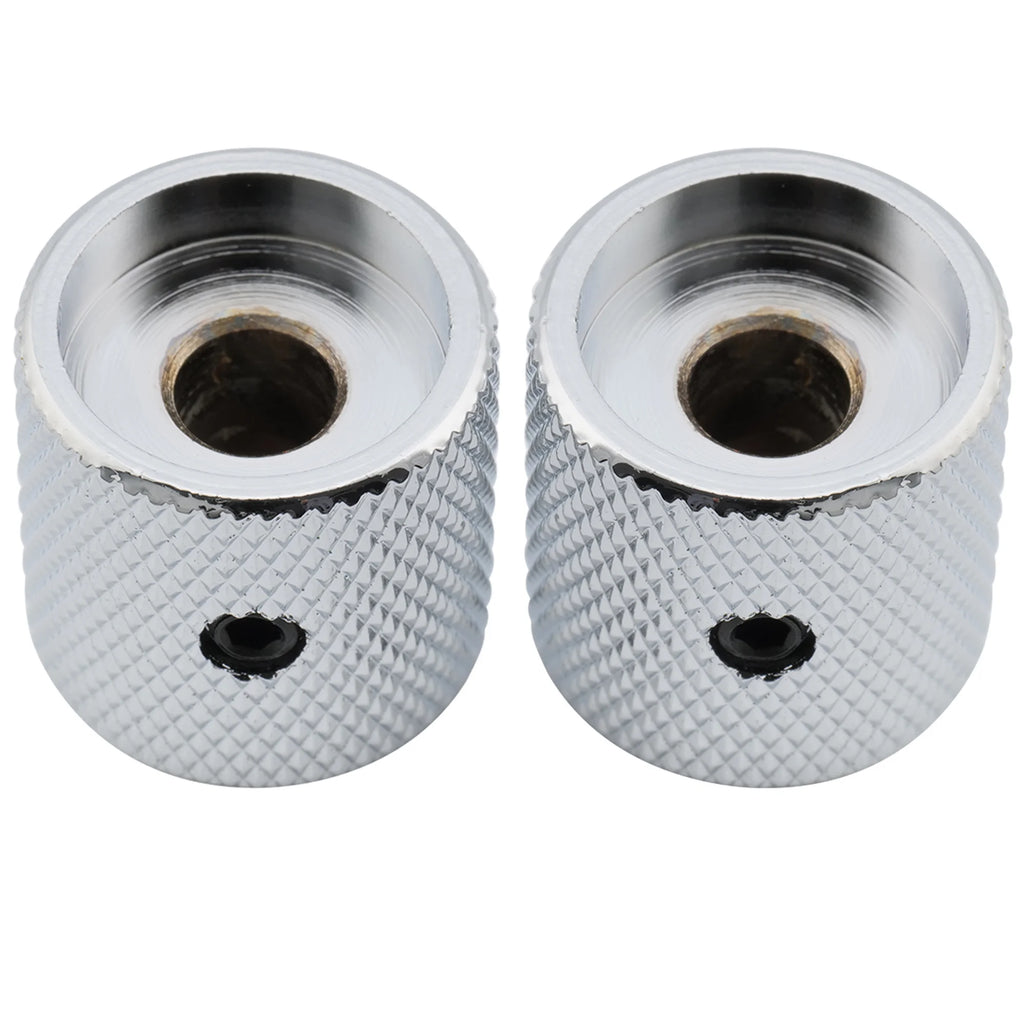 Musiclily Pro 1/4 Inch Steel Fine Knurled Flat Top Control Knobs with Set Screw for Electric Guitar Bass (Set of 2)