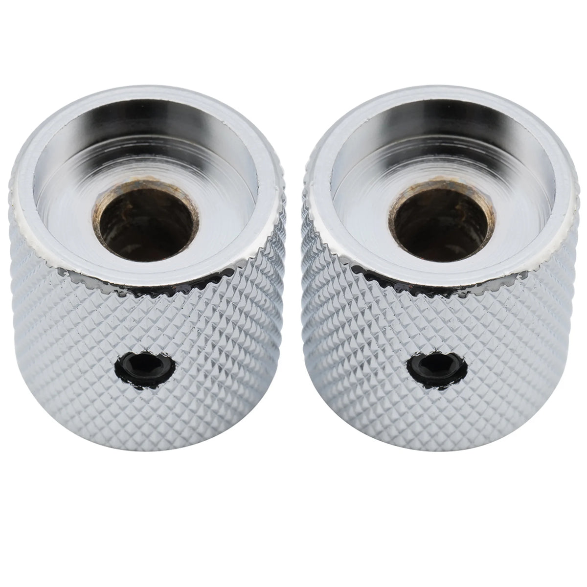 Musiclily Pro 1/4 Inch Steel Fine Knurled Flat Top Control Knobs with Set Screw for Electric Guitar Bass (Set of 2)
