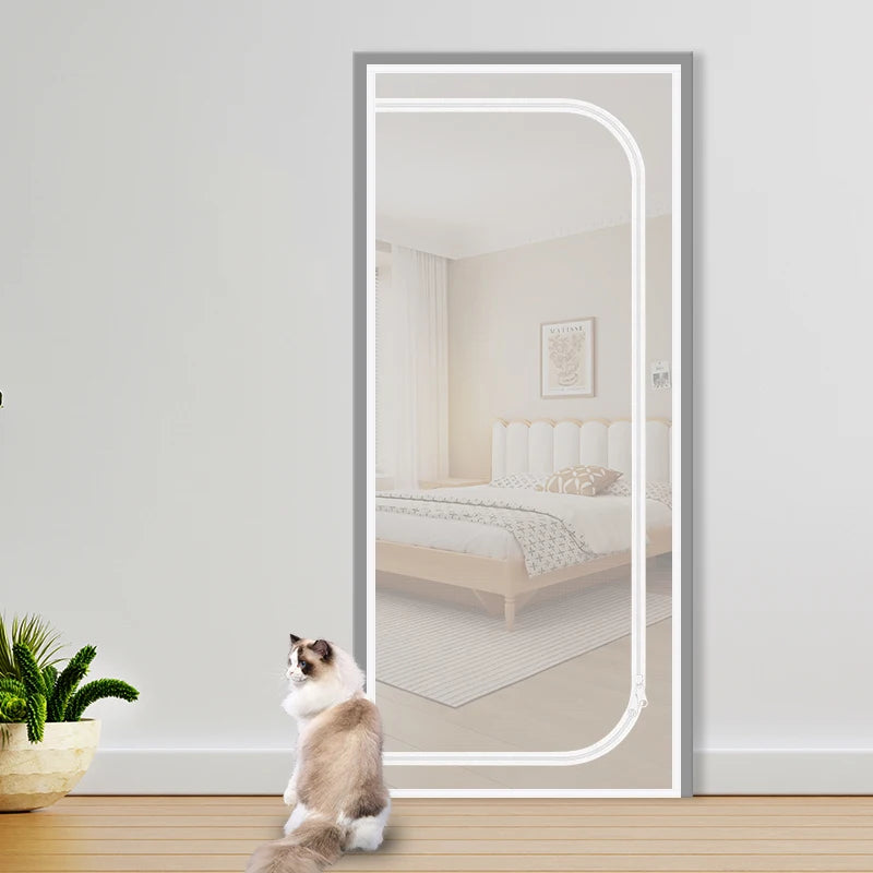 Zipper Screen Door Net U-Shaped Thicken Anti-mosquito Keeping Cats Dogs Running Out Resistant Mesh for Home Bedroom Living Room