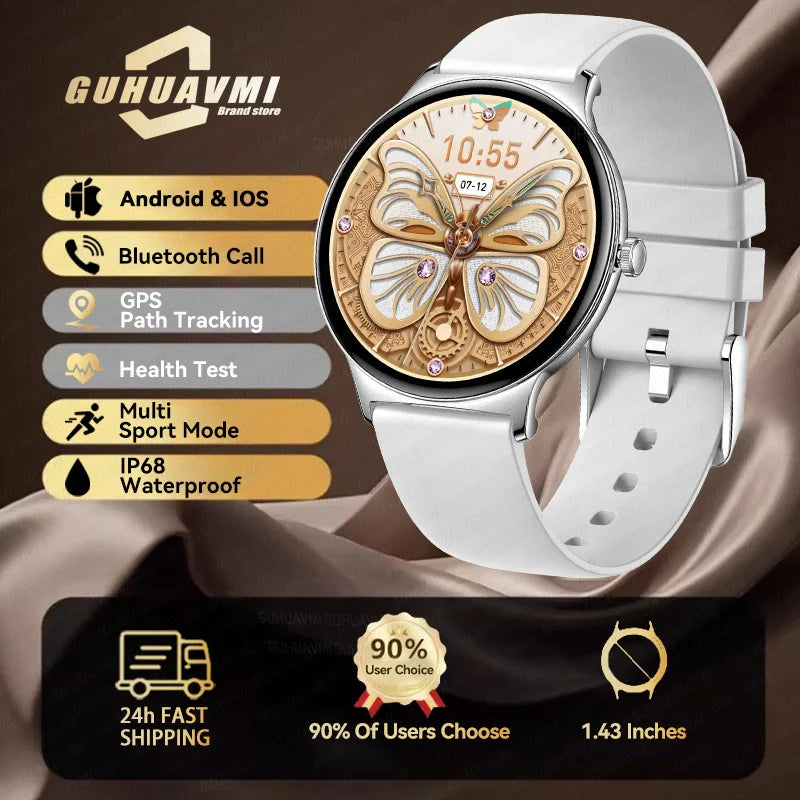 2025 New Smart Watch For Women Gift 1.43 Inch Full Touch Screen Sports Fitness Watches Bluetooth Calls Digital Smartwatch Ladies