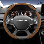 Suitable for Dacia Sports Suede Steering Wheel Cover, Split Snap-On Anti-Slip Style, for Models Such as Sandero Stepway, Duster, Jogger, Bigster, Spring, Electric, Cargo, Logan, Etc., in Black, Brown, Mocha, and Red Co