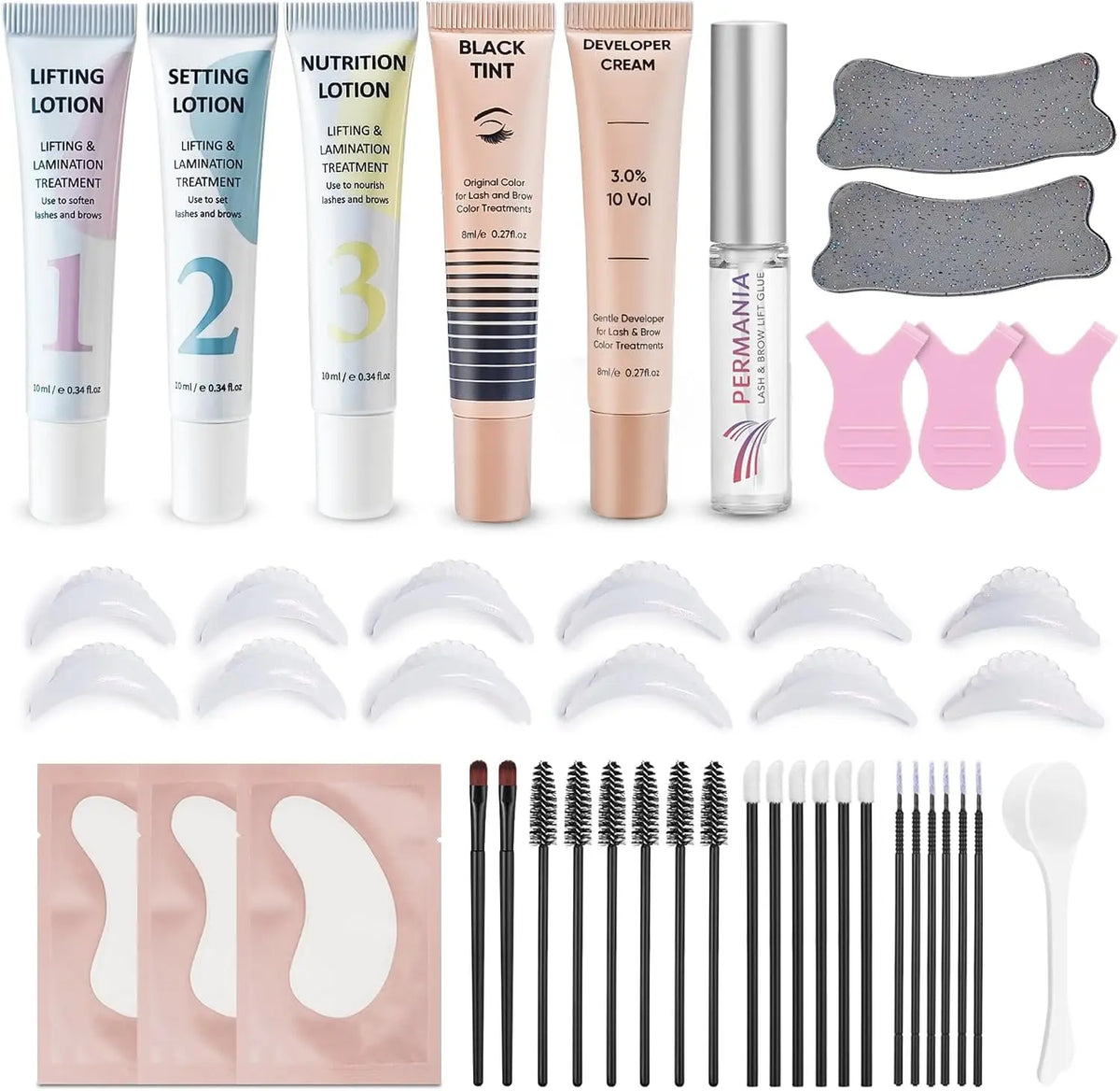 PERMANIA Lash Lift and Black Kit Full Tube Design Brow Lamination Kit Salon Grade Instant Curling & Coloring Tool For Home Use