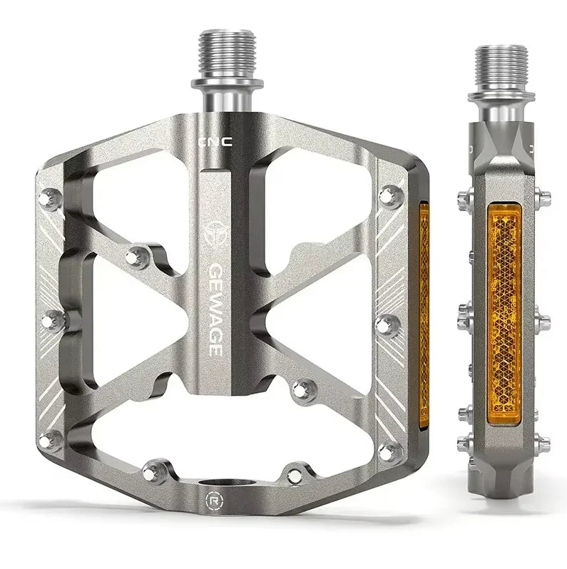 GEWAGE CNC Aluminum Alloy Bicycle Pedals Reflectors MTB Road Bike Pedals Non-Slip Cycle Pedals Platform Cycling Accessory