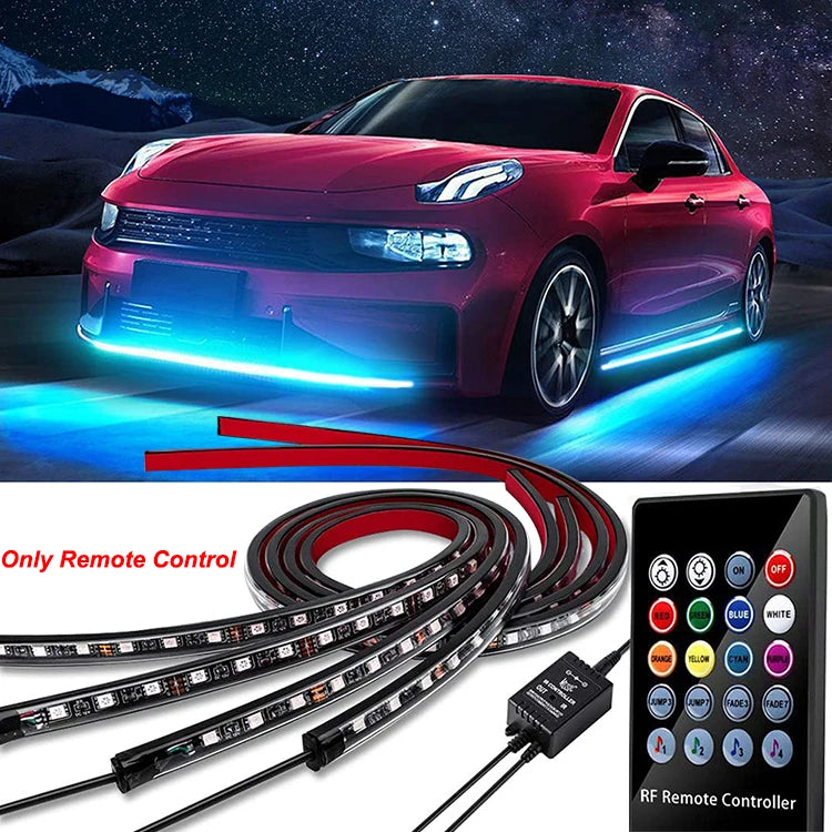 Neon LED RGB Car Underglow Bottom Light Remote/APP Control Flexible Waterproof LED Strip Car Underbody Light Decorative Lamp