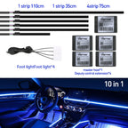 Full Color Streamer Car Ambient Lights RGB 64 Color Universal LED Interior Hidden Acrylic Strip Symphony Atmosphere Lamp