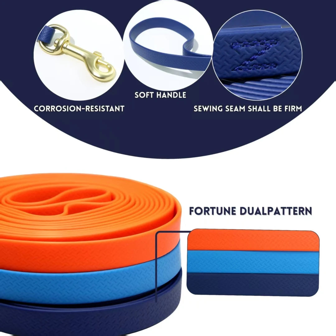 Heavy Duty PVC Training Dog Leash, 6FT Waterproof Chew Resistant Recall Lead with 360° Swivel Buckle