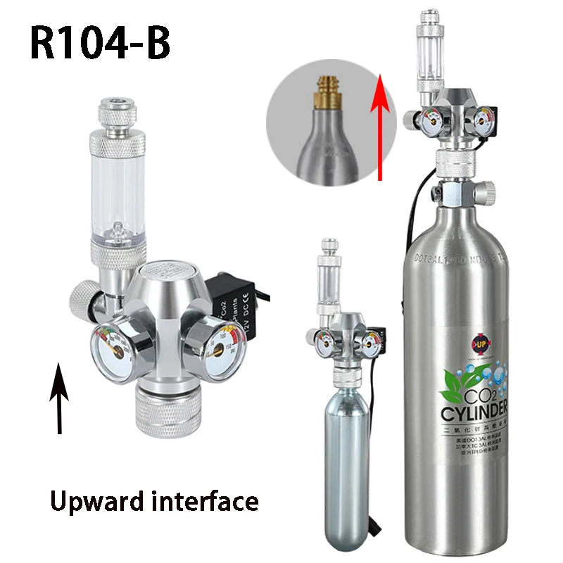 Aquarium CO2 regulator Dual meter solenoid valve Bubble meter  CO2 steel cylinder Reaction system CO2 pressure reducing valve