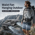 Socoolfan 20000mAh Outdoor Portable Waist Fan Hanging Neck Fan 5 Speed Strong Wind for Sports Courier Outdoor Working