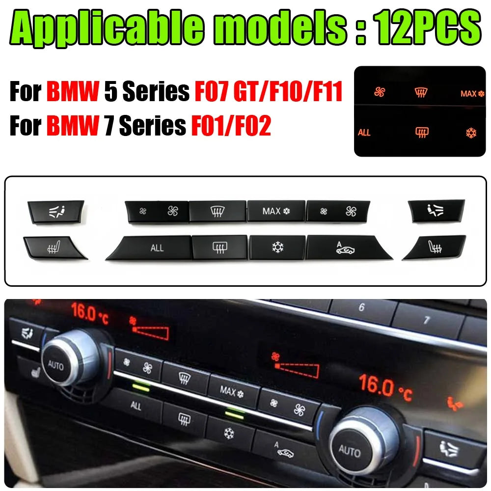 BMW 5/7 Series F07 F10 F11 F01 F02 climate control fan speed button cover set
