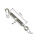 5PCS Hook And Eye OC Type Turnbuckle Size Stainless Steel 304 Heavy Duty Rigging Sailing Hardware Turnbuckle Wire Rope Tension