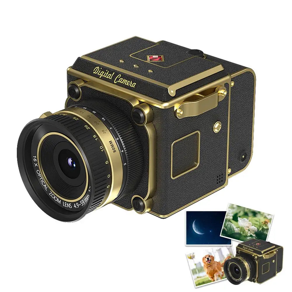 4K Retro Portable Simulation Camera Video Recording 16X Zoom 6400MP HD 2.0 Inch Screen With128GB Card Student Portable Camera