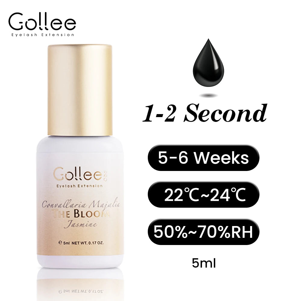 Gollee 0.5-1s Fast drying lashes glue Latex-free Eyelash Extensions Glue 5ml Professional Waterproof eyelash extension supplies