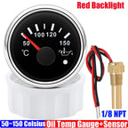 Auto Car Boat 2" 52mm Oil Temperature Gauge with Warning Red Light 50~150℃ Oil Temp Meter+Sensor 1/8NPT M14X1.5 DC12V 24V Custom