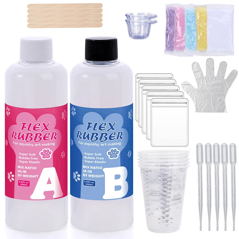 Taba Squishy Kit Liquid Silicone Gel Super Soft Squishy Kit 1:1 AB Ratio Resin Silicone for Molding Hamsters Cat Paws DIY