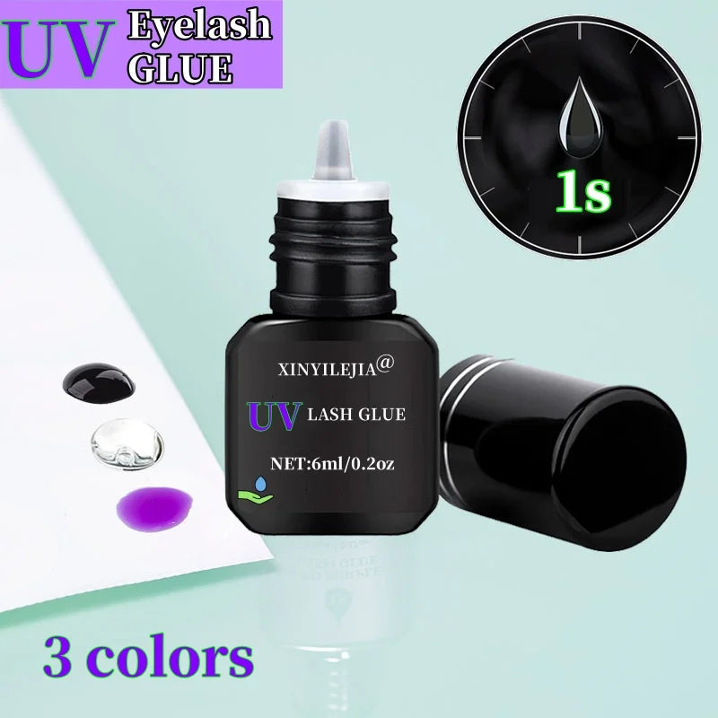 5pcs UV GLUE Adhesive For Eyelash Extensions Gel 1S Fast Drying Strong False Lash Extension Glue Long Lasting UV Eyelash Glue