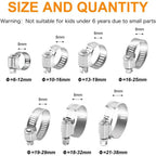 60/100pcs Adjustable Hose Clamps Stainless Steel Hoop Clamp Hose Clamp for Pipe Fuel Tube Faucet Fasteners Assortment Kit
