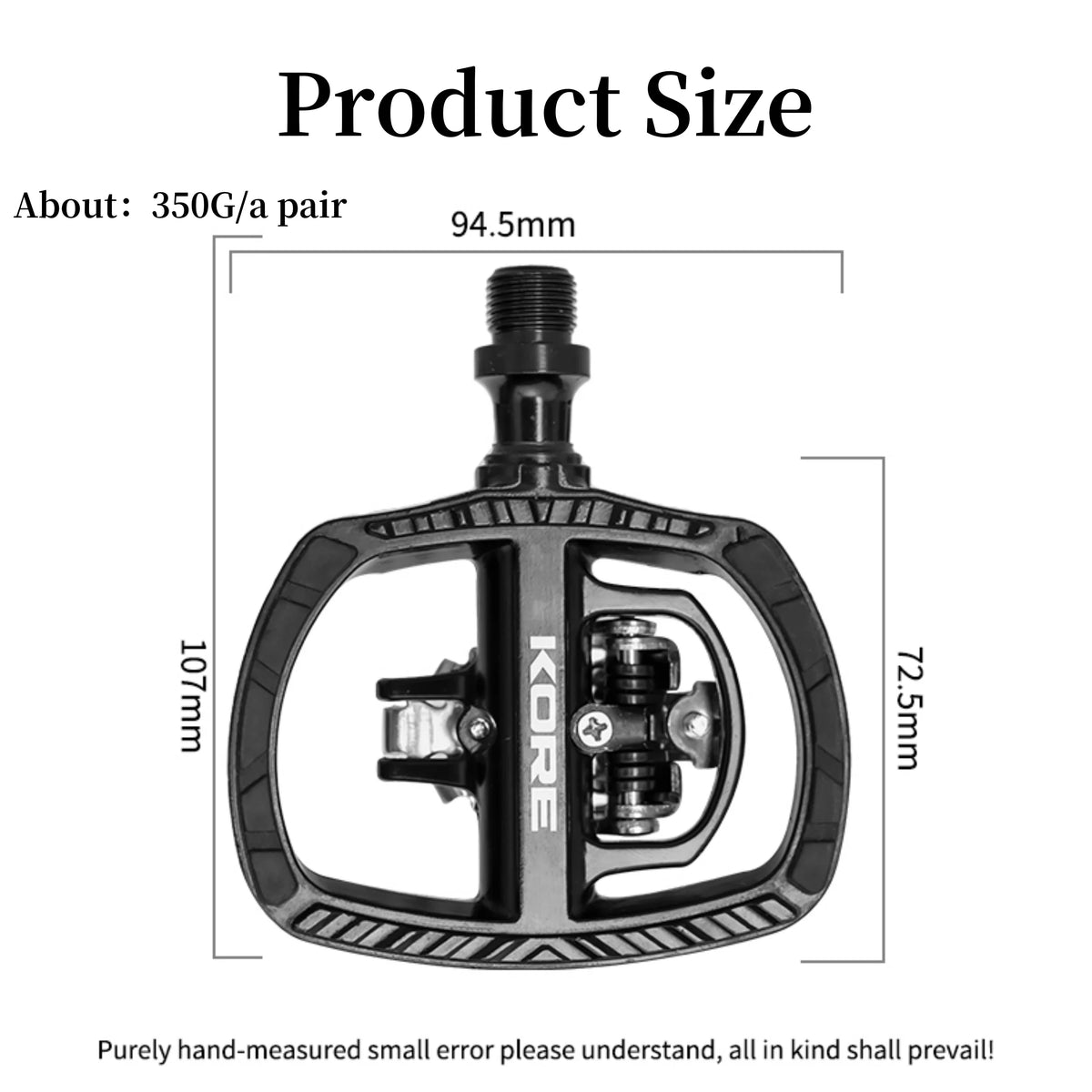 KORE MTB Lock/Flat Pedals Double DU Sealed Clipless 9/16" Crank with SPD Cleats Ultralight Bicycle Parts Aluminum Alloy Pedal