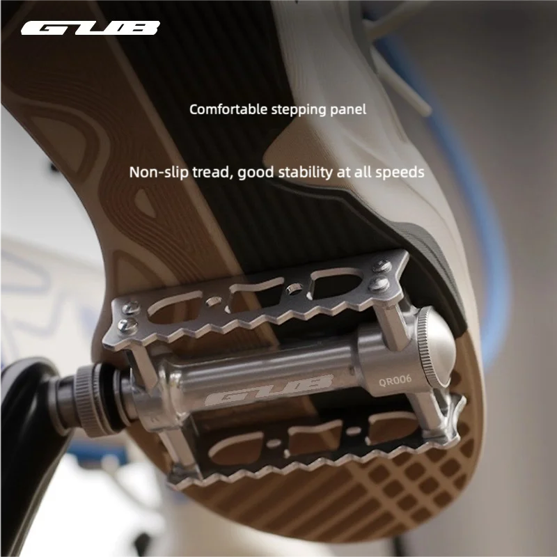 GUB QR006 Retro Quick Release Folding Mountain Bike Aluminum Alloy Bicycle Pedal with Triple Bearings Anti-Slip
