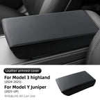 Leather Armrest Box Protective ABS Cover For Tesla Model 3 Model Y 2017-2023 Highland 2024 Juniper 2025 2026 2027 Arm Rest Lid