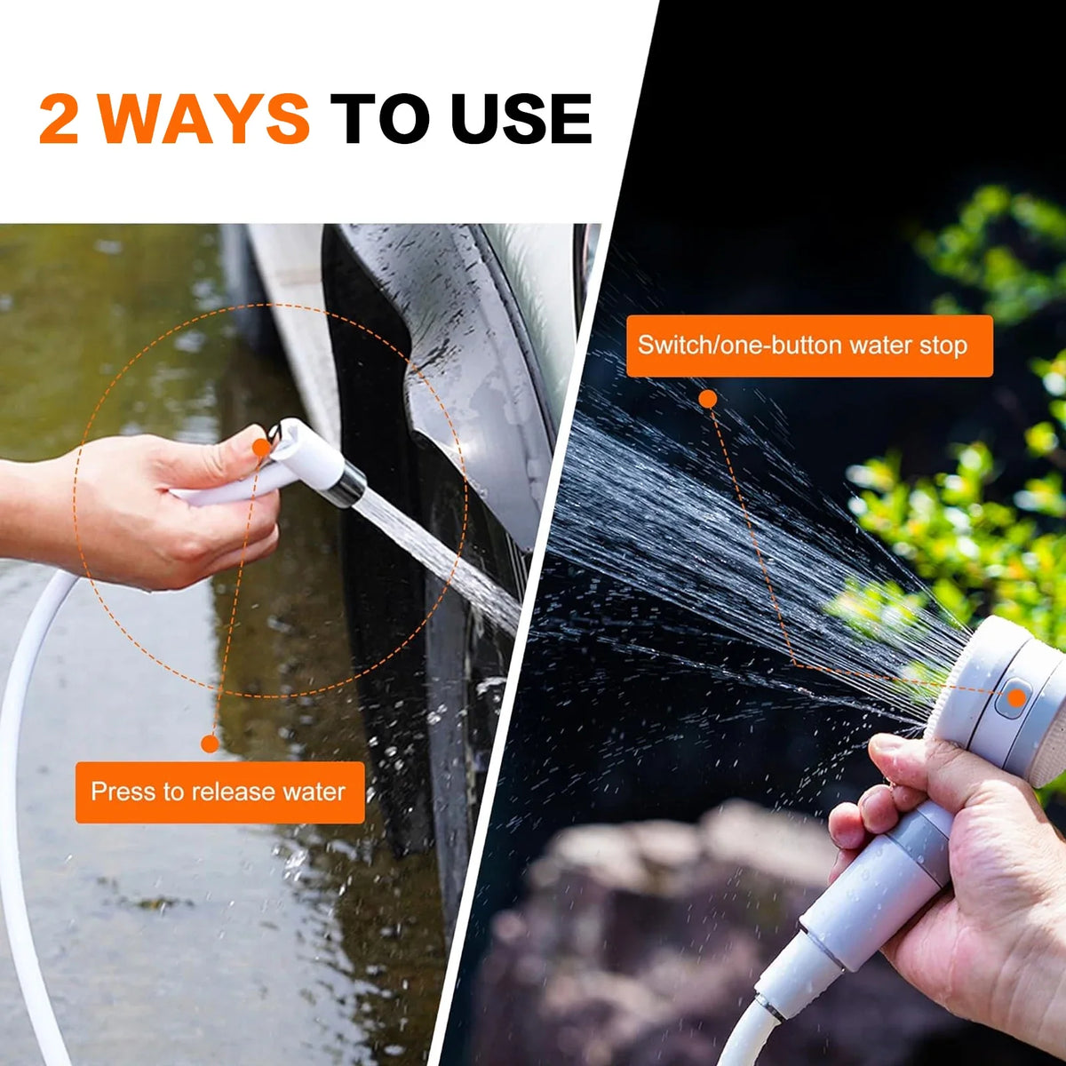 Portable Rechargeable Outdoor Shower Handheld Compact Design Gentle Shower Stream for Dog Bathing Car Washing Flower Watering