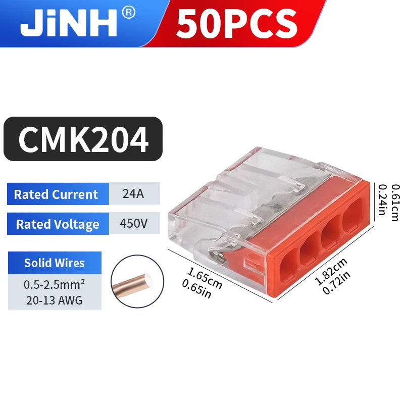 50Pcs Mini Quick Wire Connectors 2/3/4/5/6/8 Ports Terminal Block Hard Stainless Easy Electric Quick Push-In Light House Wiring
