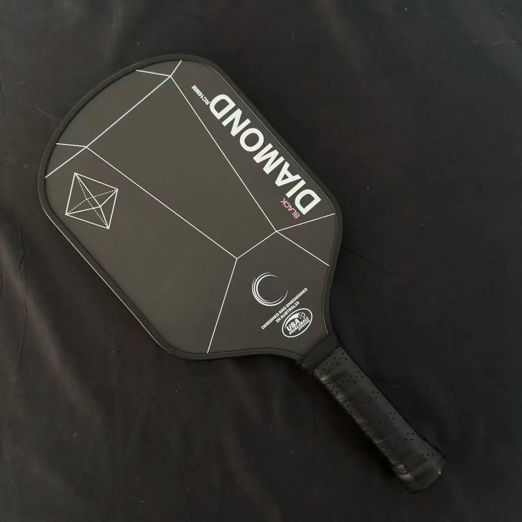 Double Black Diamond 16mm pickleball Paddle, T700 carbon fiber black matte surface, good spin performance