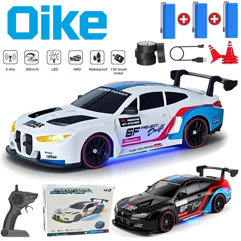 4WD RC Drift Car With LED Light 2.4G Radio 20KM/h High Speed Remote Control Racing Cars Vehicle Model Toy Gift for Boy Girl Kid