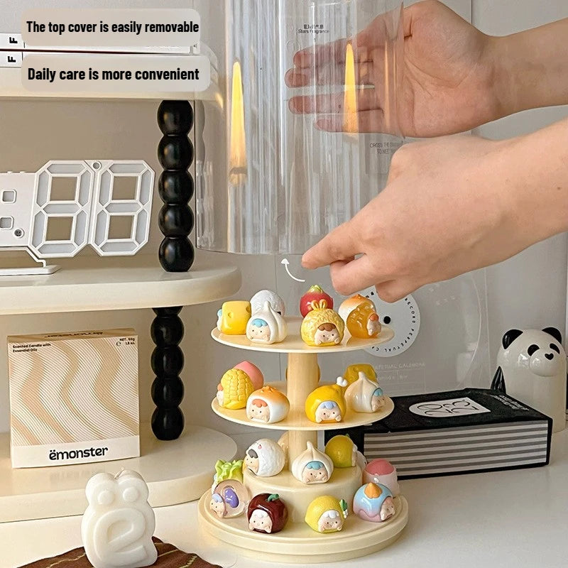 Rotating Display Cabinet for Figures Acrylic Transparent Mini Figure Display Case Stackable Organizer for Collectibles Blind Box