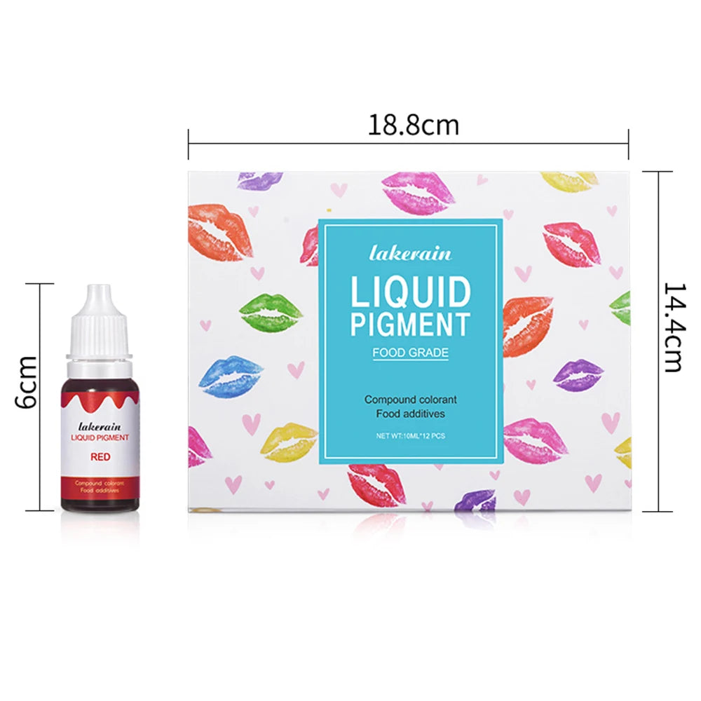 12pcs/Set DIY Liquid Pigment Kit Lip Gloss Base For DIY Lipstick Lipgloss Candle Soap Making Water Oil Dual Use Perfect Gifts
