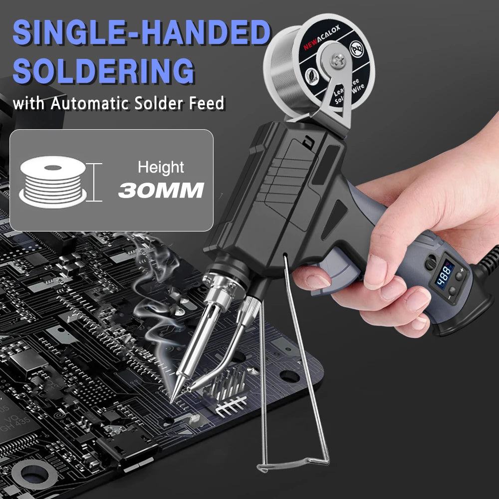 NEWACALOX LCD Soldering Iron Kit 60W Adjustable Temp 180-520°C, EU/US Plug, 2-7pc