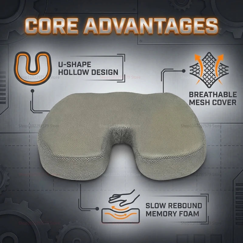 Travel Seat Cushion Memory Foam U-Shaped Pillow for Chair Car Office Hip Support Breathable Comfortable Pad Lumbar Back