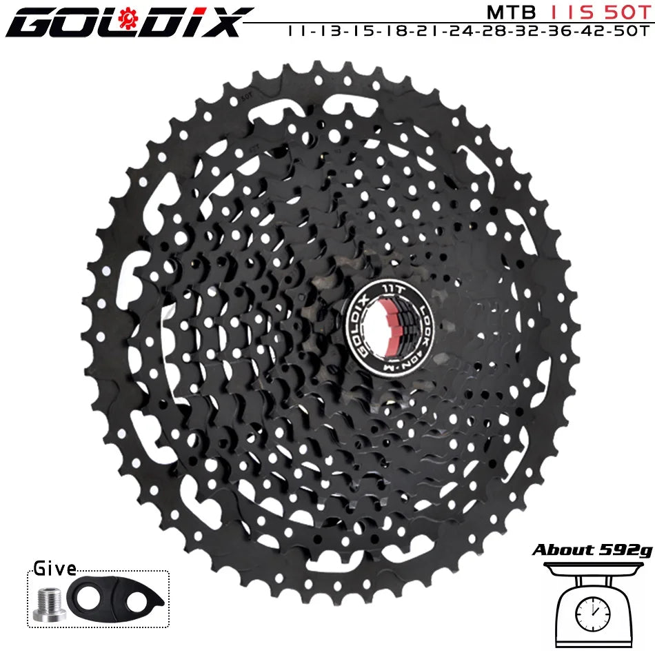 GOLDIX Black MTB Cassete 8/9/10/11/12 Speed 40/42/46/50/50T K7 8/9/10/11/12v Bicycle Freewheel Bicycle Sprocket for Shimano/SRAM