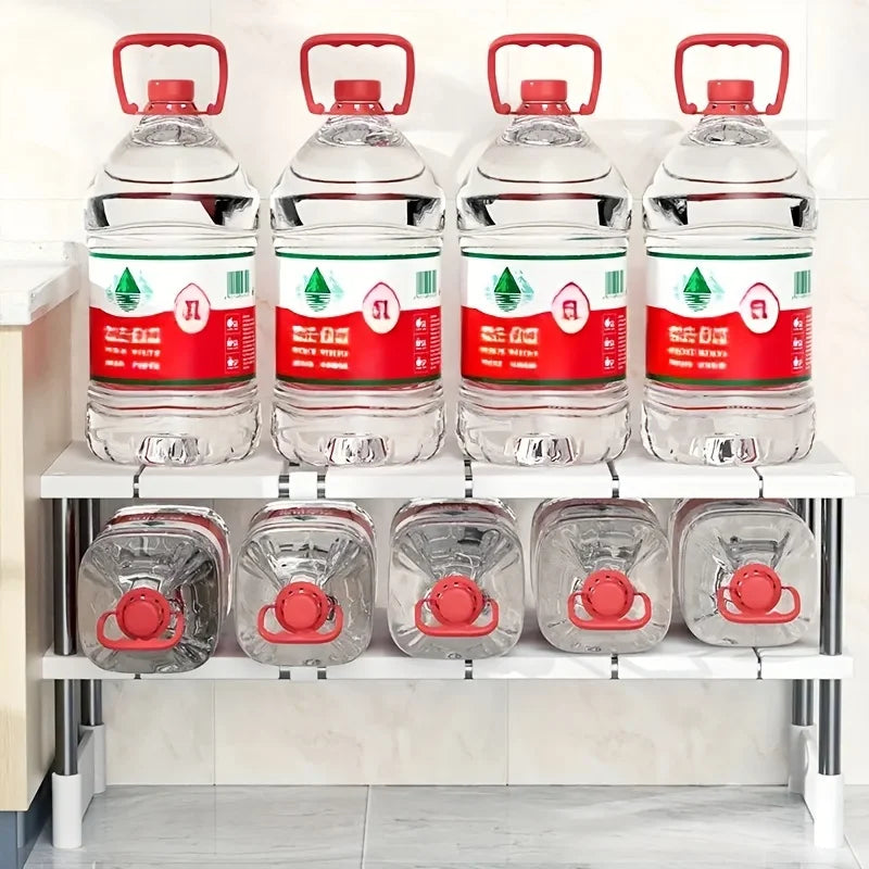 Adjustable Under Sink Storage Rack, Expandable Cabinet Organizer, Single or Double Layer