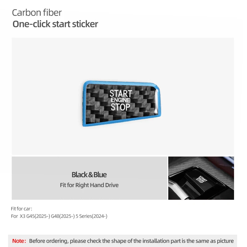BMW 5 Series G60/G70 X3 G45/G48 2025-2026 Carbon Fiber Start Stop Button Trim Sticker