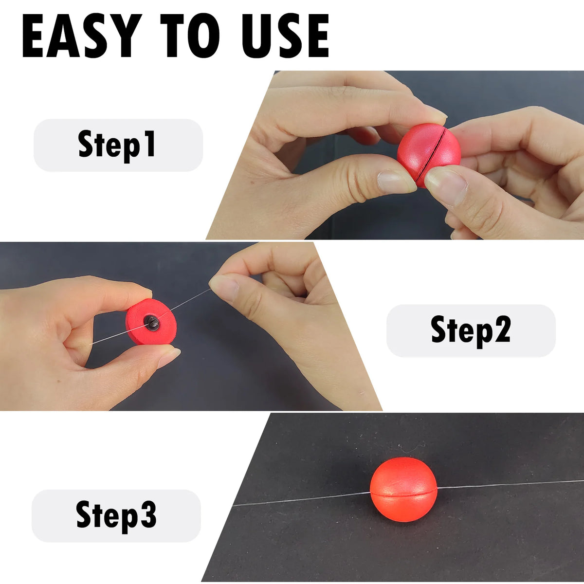 Aventik 12ps Durable & Lightweight Slotted Peg Float High Visibility Round Fishing Float for Both Freshwater and Saltwater