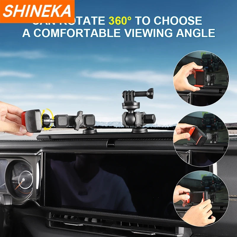 SHINEKA Car Center Console Slide Rail Expansion Mobile Phone Holder GPS Bracket for Jeep Wrangler JL Gladiator JT 2018-2024 Up