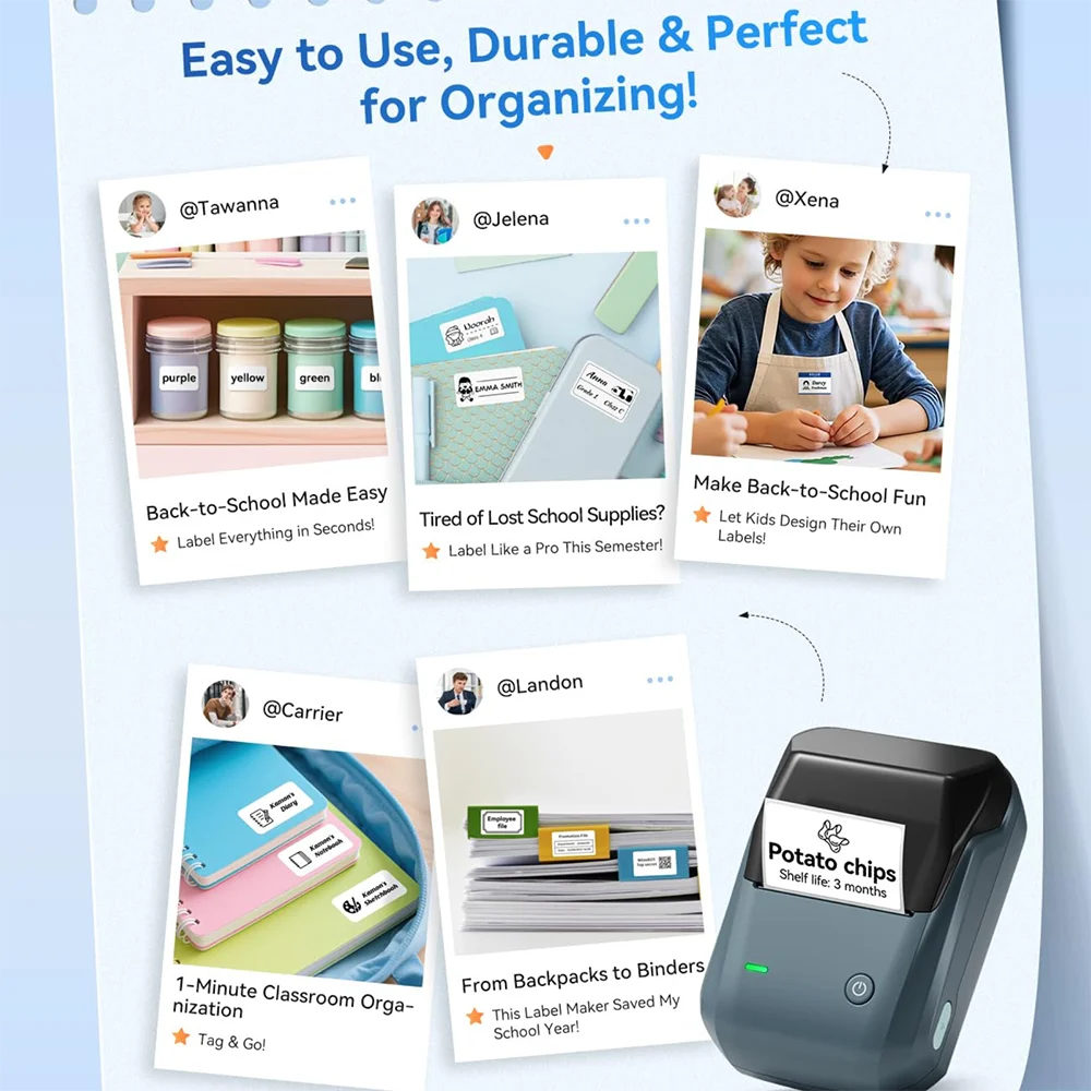 NIIMBOT B1 Bluetooth thermal label printer 2 inch portable sticker maker with tapes