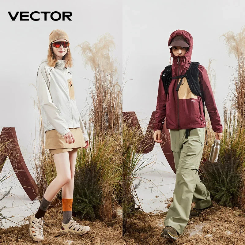 VECTOR Men Woman Windproof Hiking Jacket Waterproof Outdoor Sportswear UPF40+ Breathable Coat Camping and Outdoor Hiking