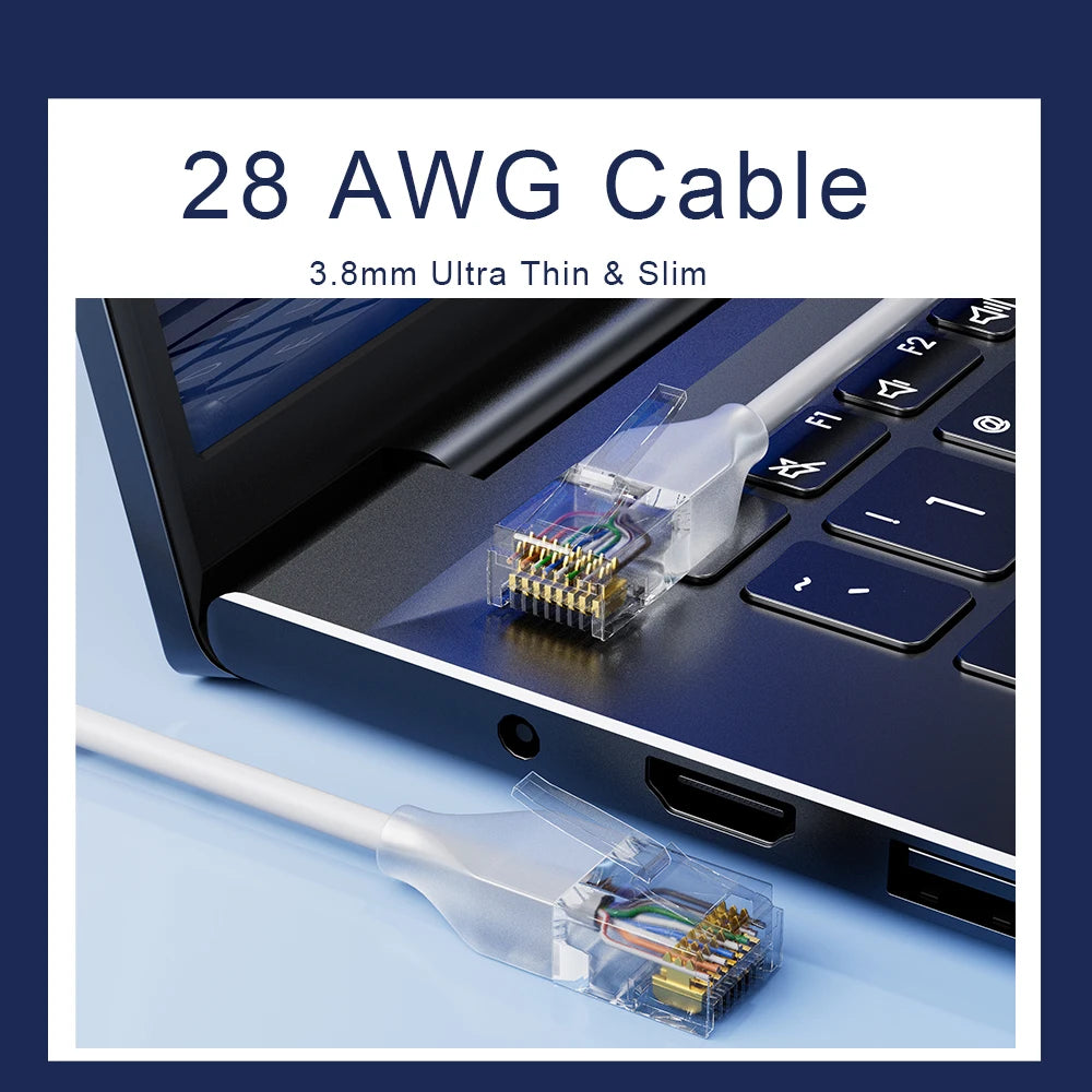 COMNEN 24 Pack Ethernet Lighting Patch Cable Flexiable Slim Cat6a 10G POE LAN Cable  for Switch Ps5 Router Xbox Computer