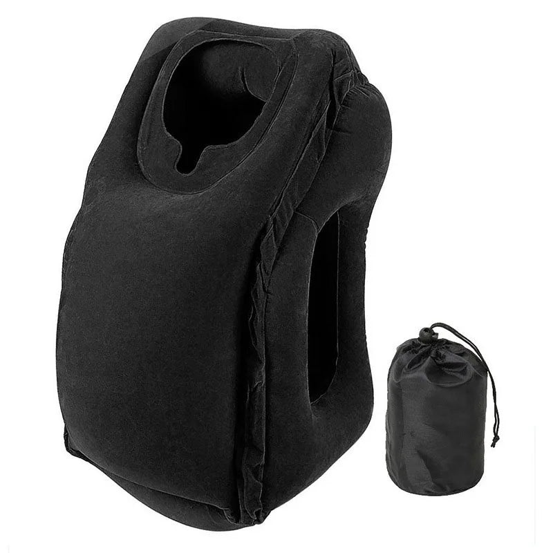 Flocked Inflatable Air Cushion Travel Pillow Headrest Chin Support Cushions for Airplane Plane Car Office Rest Neck Nap Pillows