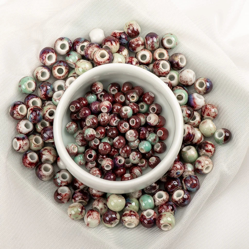 6# 8# 100pcs China Ceramic Colorful Beads Bandmade Procelain Bead For Jewelry Making #A507C