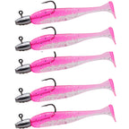 5Pcs/Lot T-tail Soft Fishing Bait Matched With Head Hooks Artificial Wobblers Swimbait Fishing Tackles For Bass Pike Pesca