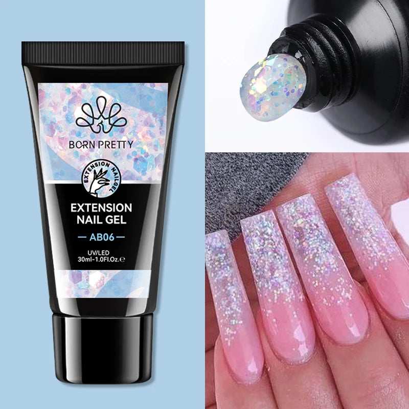 BORN PRETTY Acrylic Gel For Manicure Crystal 30ml Nail Gel Polish For Extension False Nail Tips Quick Building Hybrid Varnish