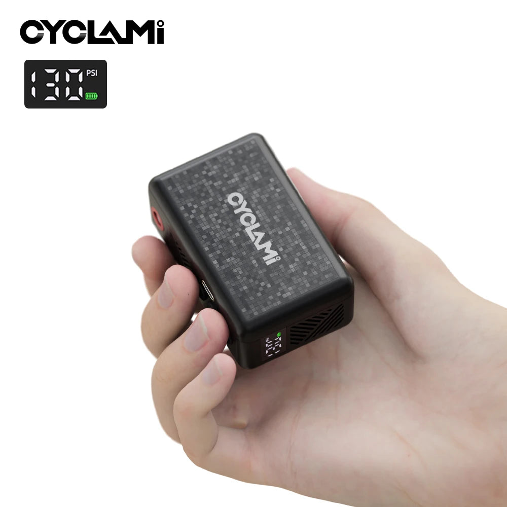 130 PSI CYCLAMI AM6 Automatic Air Pump Portable Pocket Electric Inflator Tire Pressure Display Tire Inflator MTB Road Bike FV AV