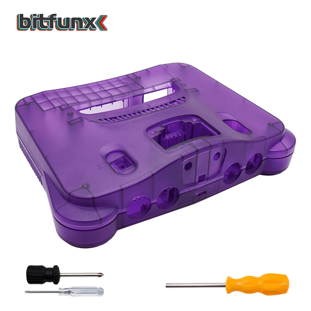 Bitfunx Replacement Plastic Shell Translucent Case for N64 Nintendo 64 Replacement Case Transparent Boxes