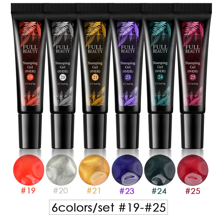 5/6pcs Fluorescent Stamping Plates Gel Nail Polish Manicure Set Hybrid Lacquer Gel For Nails Art Template Printing Accessories