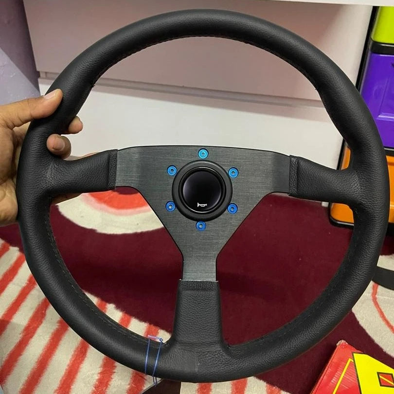 350mm MonteCarlo Leather Steering Wheel for MOMO NRG HKB OMP SPARCO hubs