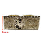 100 Dollar Bill Design 2 Finger Ring Heavy Rough Hip Hop Style 14K Gold Plated Big Size Men's Party Gift US Dollar Theme